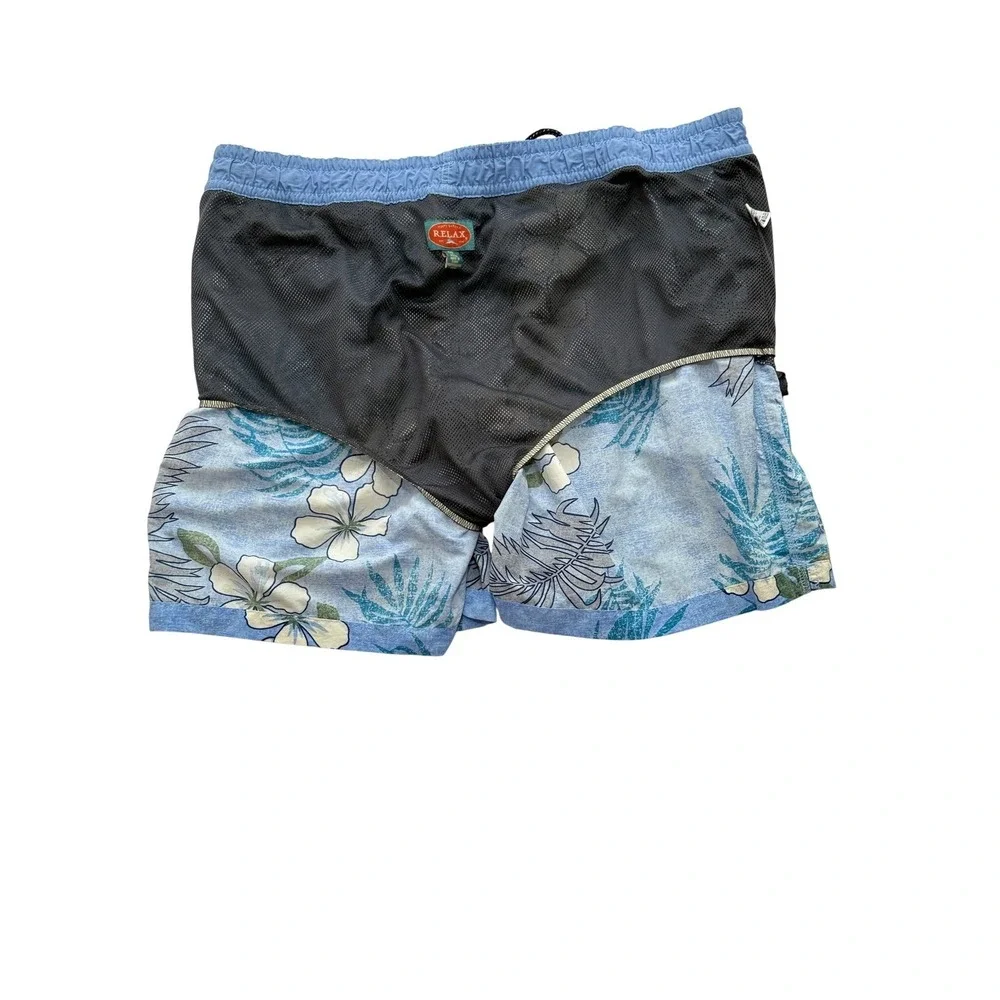 Tommy Bahama Relax Mens XXL Blue Hibiscus Floral‎ Palm Swim Trunks Shorts